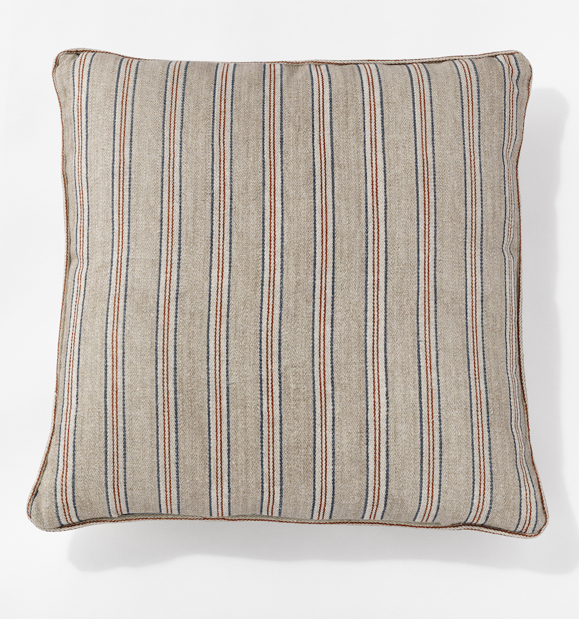Tynemouth Ticking Grey Fabric Cushion Robert Kime Fabric Cushions