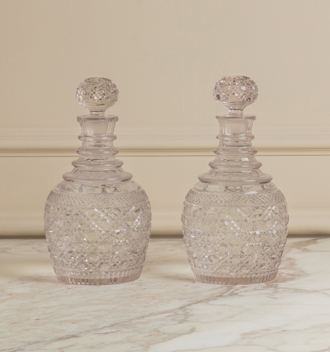 A pair of cut glass Magnum decanters, Circa 1840 | Robert Kime Ltd